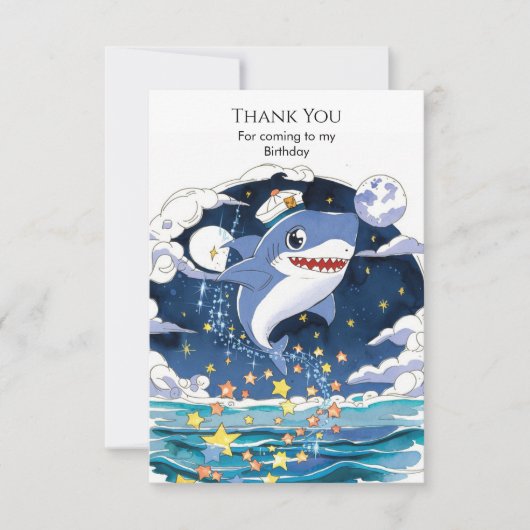Carte De Remerciements Anniversaire requin pastel bleu amusant (Devant)