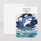Carte De Remerciements Anniversaire requin pastel bleu amusant (Devant / Derrière)