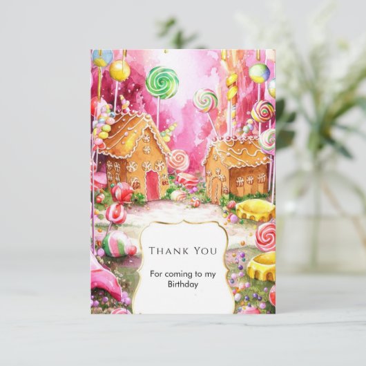 Carte De Remerciements Anniversaire rêvé au pays des bonbons (Debout devant)