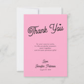 Carte De Remerciements Anniversaire rose et noir moderne (Devant)