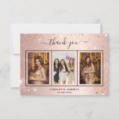 Carte De Remerciements Anniversaire rose or blush photo (Devant)
