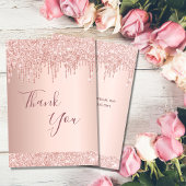 Carte de remerciements anniversaire rose or partie