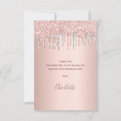 Carte De Remerciements Anniversaire rose or parties scintillant gouttes a (Dos)