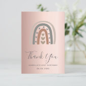 Carte De Remerciements Anniversaire rose or rose arc-en-ciel gris (Debout devant)