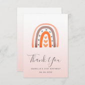 Carte De Remerciements Anniversaire rose or rose arc-en-ciel gris orange (Devant / Derrière)