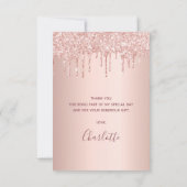 Carte De Remerciements Anniversaire rose parties scintillant or gouttes g (Dos)