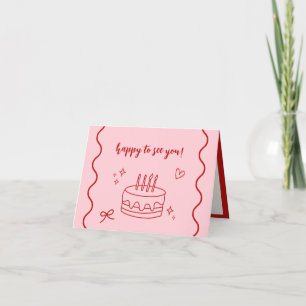 Carte De Remerciements Anniversaire rouge et rose