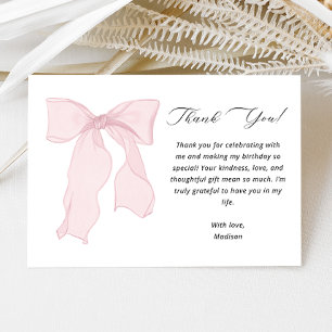 Carte De Remerciements Anniversaire Ruban Rose Élégant