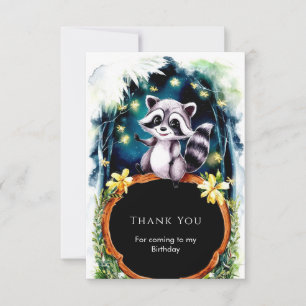 Carte De Remerciements Anniversaire Simple Raton Laveur de la Forêt