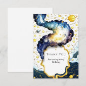 Carte De Remerciements Anniversaire Spatial Galactique Modifiable (Devant / Derrière)