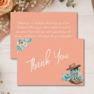 Carte De Remerciements Anniversaire Sweet 16 Cowgirl Péché Sud-Ouest