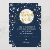Carte De Remerciements Anniversaire Tendance Nuit Étoilée Navy & Or (Devant / Derrière)