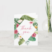 Carte De Remerciements Anniversaire tropical rose Aloha (Devant)