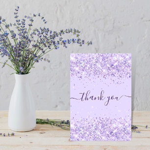 Carte De Remerciements Anniversaire violet violet parties scintillant pou