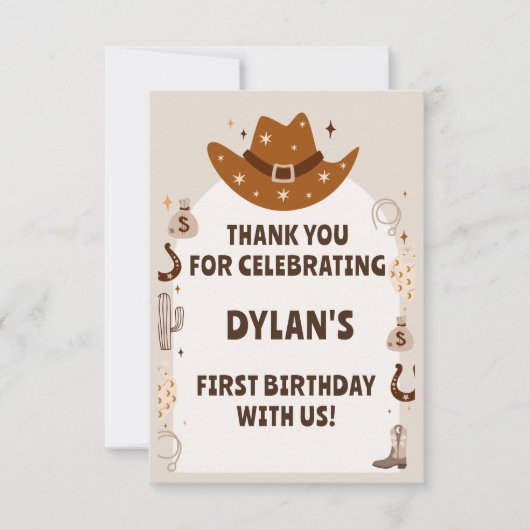 Carte De Remerciements Anniversaire Wild One Cowboy (Devant)