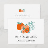 Carte De Remerciements Annonce de déménagement pour les fêtes de Thanksgi (Devant / Derrière)