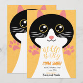 Carte De Remerciements Annonce de l'arrivée de bébé chaton mignon (Devant / Derrière)