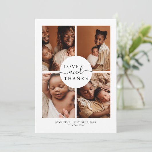 Carte De Remerciements Annonce de naissance de photo de remerciement d'am (Debout devant)