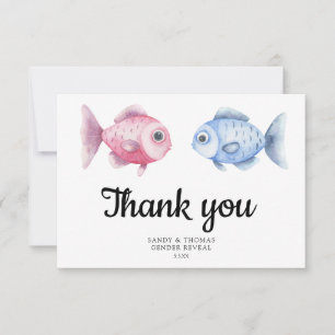 Carte De Remerciements Annonce du sexe de bébé à l'aquarelle pêche