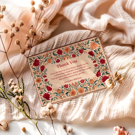 Carte De Remerciements Antique Botanical Valentine Party