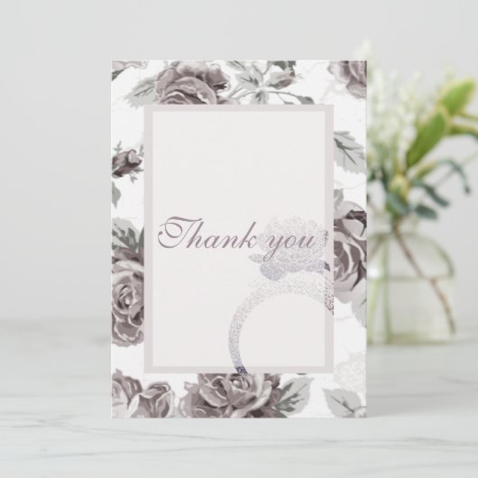 Carte De Remerciements Antique fête de fiançailles rose pâle (Debout devant)