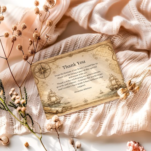 Carte De Remerciements Antique Nautical Map Birthday
