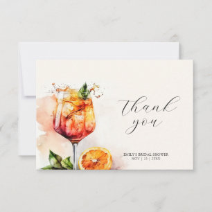 Carte De Remerciements Aperol Spritz Aquarelle Enterrement de Vie de Jeun