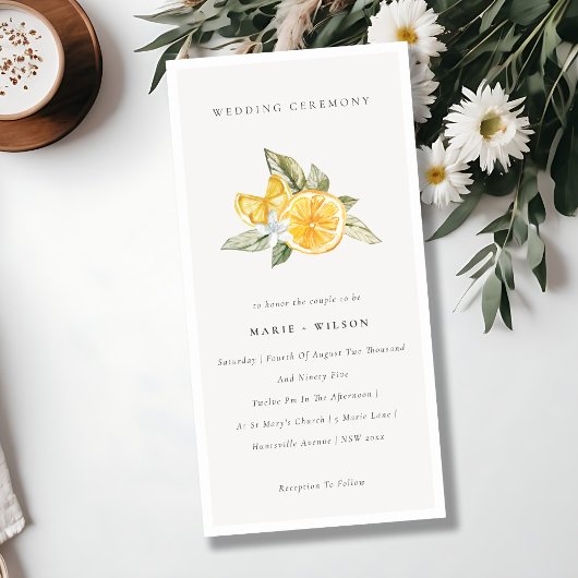 Carte De Remerciements Appel de mariage botanique minimal chic citron