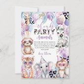 Carte De Remerciements Appeler tous les animaux de fête Jungle Safari Ann (Devant)