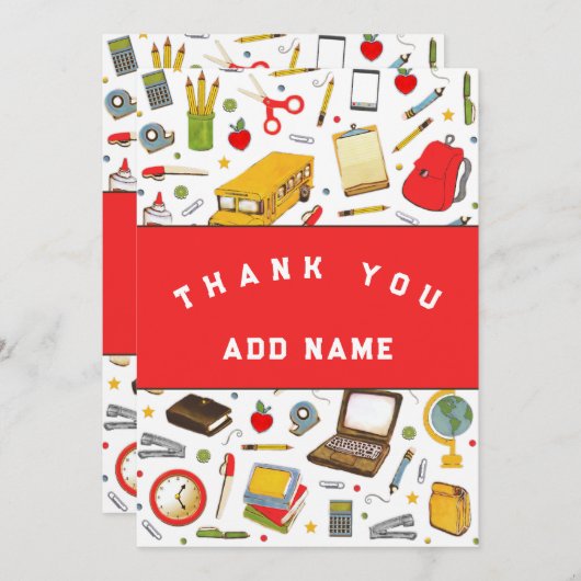 Carte De Remerciements Appréciation de l'enseignant (Devant / Derrière)