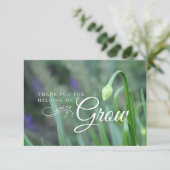 Carte De Remerciements Appréciation de l'enseignant en vert de bourgeon à (Debout devant)