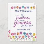 Carte De Remerciements Appréciation De L'Enseignant Si Les Enseignants Ét (Devant / Derrière)