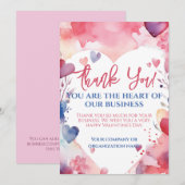 Carte De Remerciements Appréciation du client Valentine Aquarelle (Devant / Derrière)