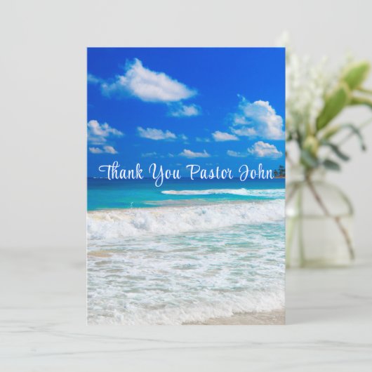 Carte De Remerciements Appréciation du pasteur Ocean Blue Waves (Debout devant)