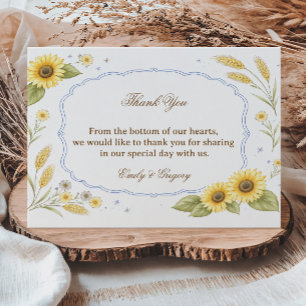 Carte De Remerciements Appréciation Florale Rustique Tournesol