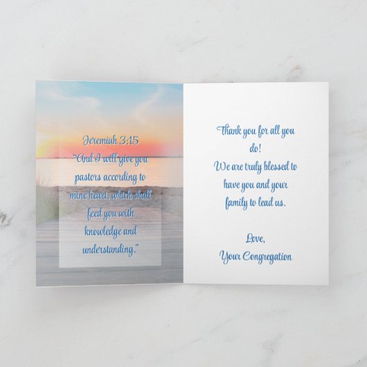 Carte De Remerciements Appréciation Pasteur Ocean Beach De La Congrégatio (Intérieur)