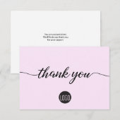 Carte De Remerciements Appréciation simple des clients d'entreprise rose (Devant / Derrière)