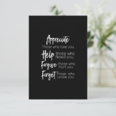 Carte De Remerciements appréciez l'aide pardonne oubliez ceux qui vous ai (Debout devant)