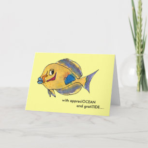 Carte De Remerciements AppreciOCEAN tang cartoon fish thank you card