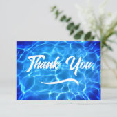 Carte De Remerciements Aqua Blue Piscine Moderne Calligraphie (Debout devant)