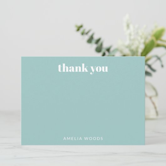 Carte De Remerciements Aqua Blue Simple Modern Cute Baby shower personnal (Debout devant)