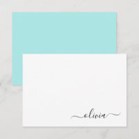 Aqua Blue Turquoise Moderne Script Girl Monogramme