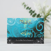 Carte De Remerciements Aqua Citron Bleu Jaune Calla Lily Fleur (Debout devant)