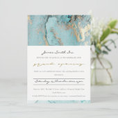 CARTE DE REMERCIEMENTS AQUA DUSKY BLUE GOLD AGATE GRAND OUVERTURE INVITAT (Debout devant)