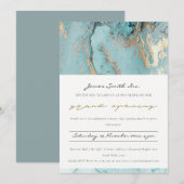 CARTE DE REMERCIEMENTS AQUA DUSKY BLUE GOLD AGATE GRAND OUVERTURE INVITAT (Devant / Derrière)