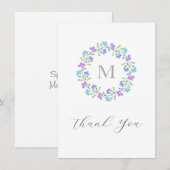 Carte De Remerciements Aqua, Périwinkel, Aquarelle violette, Courbe Flora (Devant / Derrière)