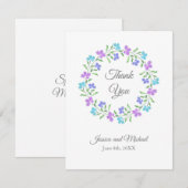 Carte De Remerciements Aqua, Périwinkel, Aquarelle violette, Courbe Flora (Devant / Derrière)