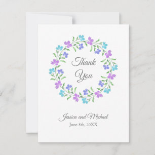 Carte De Remerciements Aqua, Périwinkel, Aquarelle violette, Courbe Flora