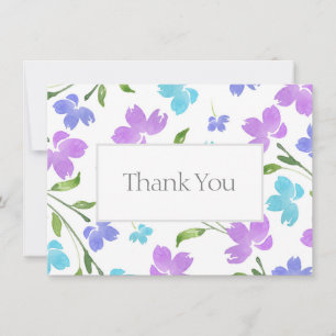 Carte De Remerciements Aqua Periwinkle Purple Aquarelle tiges