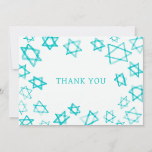 Carte De Remerciements Aqua Star de David Bar Bat mitzvah